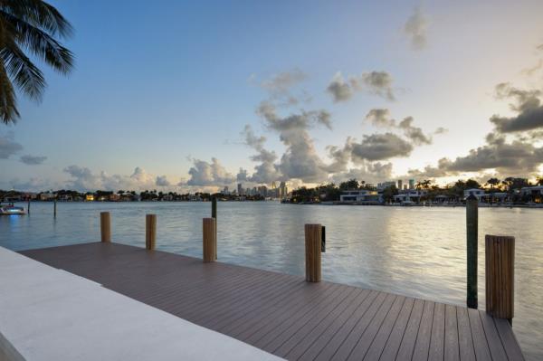 The home's dock awaits a new owner's yacht. 