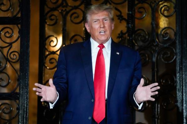 Do<em></em>nald Trump speaking at Mar-a-Lago estate in Palm Beach, Florida, during the 2024 presidential campaign.