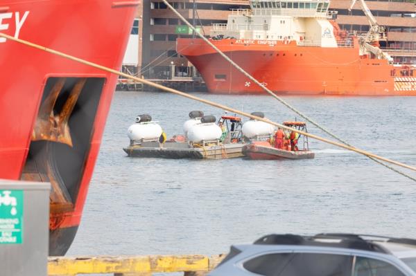 Authorities boarded the Polar Prince, the Titan submersible's mothership, on June 24, 2023, after it returned to St. Johns Port in Newfoundland. 