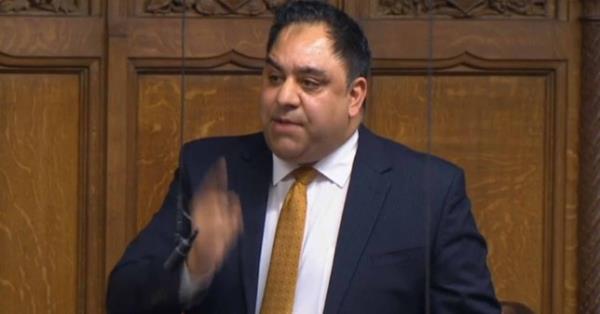 Labour MP Imran Hussain (Bradford East) who was interrupted by Commons Speaker Sir Lindsay Hoyle during his question on the appointment of Mark Spencer as Commons Leader while an investigation is carried out into allegations made by Tory MP Nusrat Ghani, during Prime Minister's Questions in the House of Commons, London. PA Photo. Picture date: Wednesday February 23, 2022. See PA story COMMONS PMQs. Photo credit should read: House of Commons/PA Wire