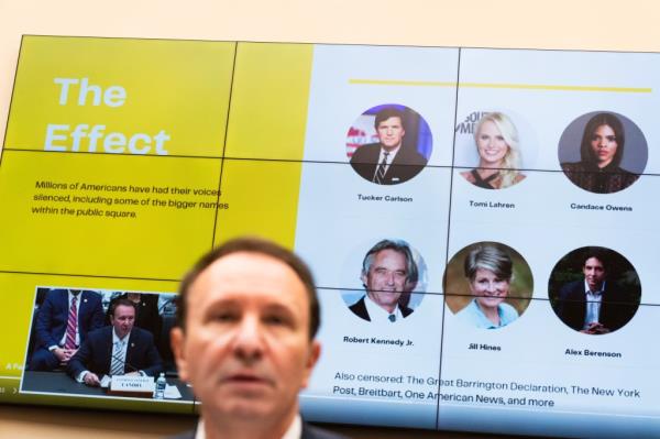 Louisiana Attorney General Jeff Landry testifies during the House Judiciary Select Subcommittee on the Weapo<em></em>nization of the Federal Government hearing on the Missouri v. Biden case challenging the administrations violation of the First Amendment by directing social media companies to censor and suppress Americans' free speech.