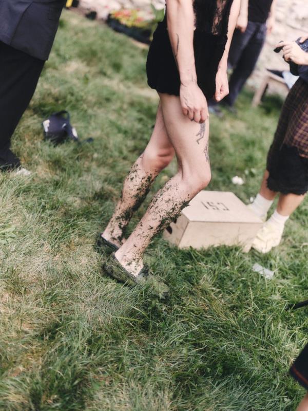 Backstage at Collina Strada's Ready to Wear Spring 2025 show during New York Fashion Week at the Marble Cemetery, photo by Kelly Taub.