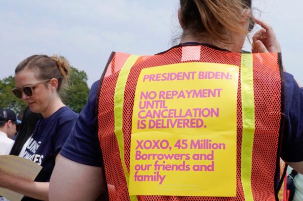 A person protests outside of the Supreme Court