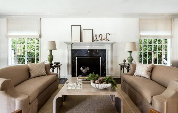 A number of fireplaces warm the residence.