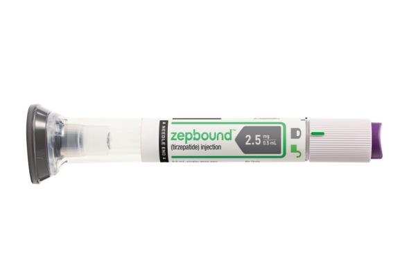 Close-up of Eli Lilly's new drug, Zepbound, packaging for weight-loss treatment