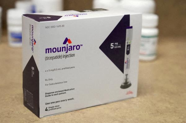 A box of Mounjaro, a tirzepatide injection drug for type 2 diabetes by Eli Lilly, on a counter at Rock Canyon Pharmacy in Provo, Utah