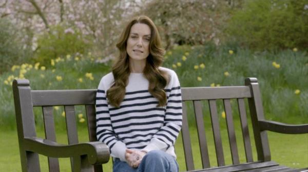 Princess of Wales, Kate, seated while recording her message a<em></em>bout recent cancer diagnosis and o<em></em>ngoing chemotherapy treatment