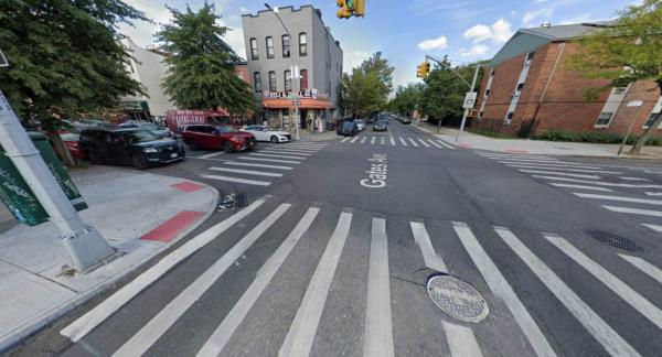 A Google streetview shows the intersection of Gates Avenue and Central Ave in the Bushwick section of Brooklyn.
