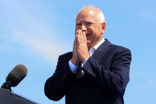 Democratic vice presidential running mate Minnesota Governor Tim Walz attends a campaign event in Eau Claire, Wisconsin, U.S., August 7, 2024.