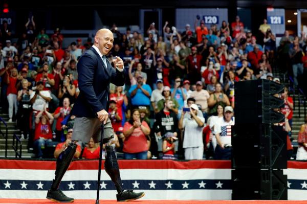 Rep. Brian Mast (R-FL) arrives to speak at a campaign rally for republican presidential nominee, former U.S. President Do<em></em>nald Trump at the Van Andel Arena on July 20, 2024 in Grand Rapids, Michigan.