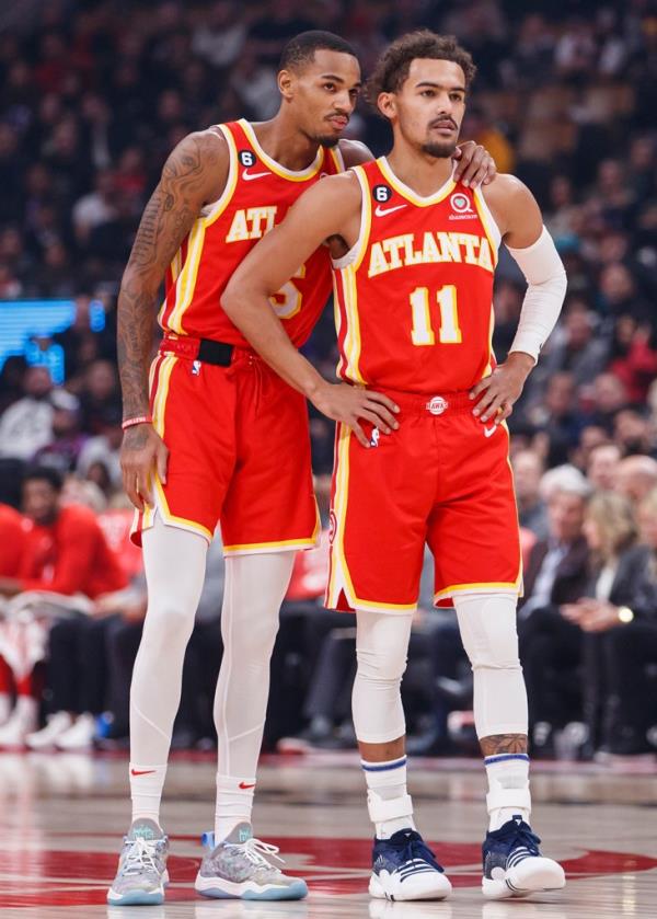 Atlanta Hawks stars Dejounte Murray and Trae Young didn't seem happy a<em></em>bout the team's promo ad for the NBA in-season tournament. 