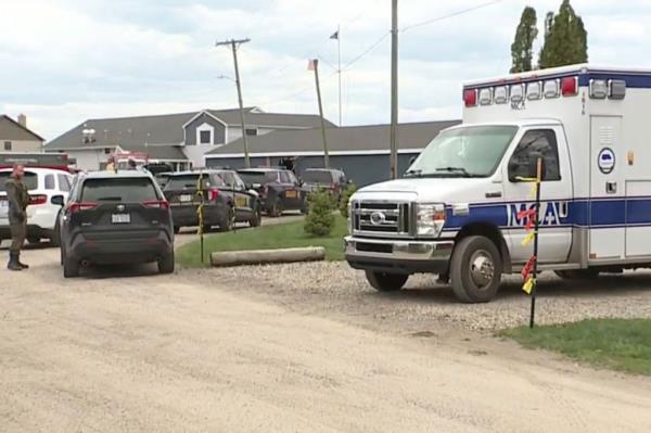 Police and ambulance at the scene.
