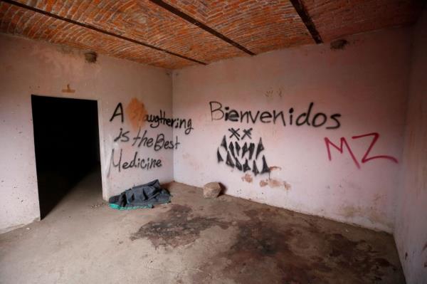 Detail of the house wher<em></em>e allegedly five young men were murdered in Lagos de Moreno, Jalisco State, Mexico, on Thursday.