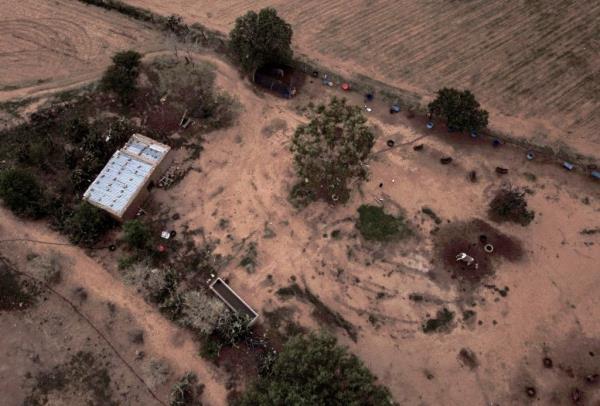 Aerial view of the location wher<em></em>e male human remains were found in Lagos de Moreno, Jalisco state, Mexico, on Thursday.