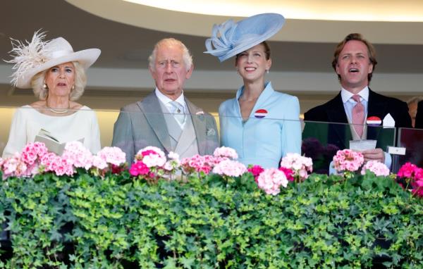Queen Camilla, King Charles III, Lady Gabriella Windsor and Thomas Kingston at the Ascot Racecourse.