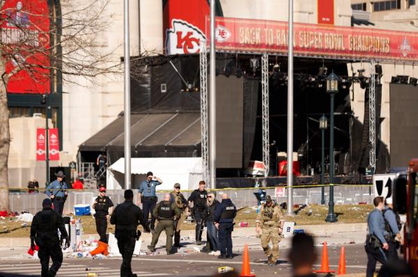 Law enforcement respo<em></em>nding to a shooting during Chiefs Super Bowl victory parade at Unio<em></em>n Station in Kansas City, Missouri - David Eulitt/Getty Images.