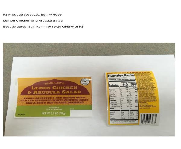 Close up of recalled chicken products listed by FSIS, sold by Trader Joe's, Krogers, Amazon Fresh, and Jenny Craig