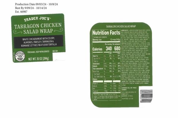 Close-up view of a product label related to the latest chicken recall, sold by Trader Joe's, Krogers, Amazon Fresh, Jenny Craig