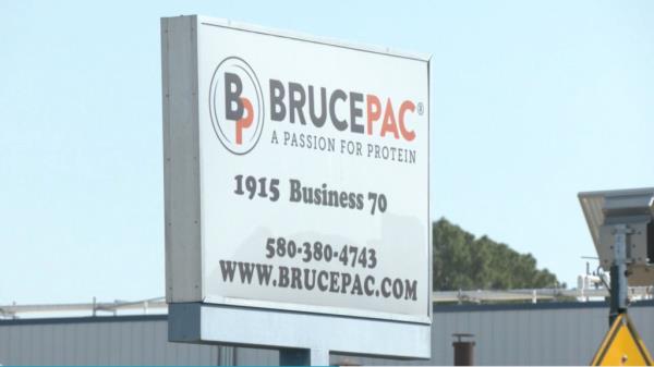 A sign at the BrucePac facility in Oklahoma, involved in a major listeria recall