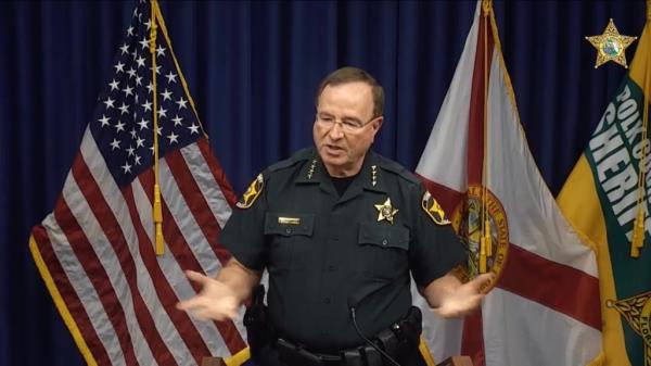 Polk County Sheriff Grady Judd speaking at a press co<em></em>nference Thursday 