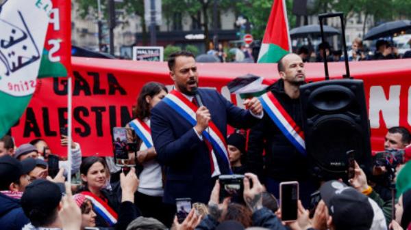 Sebastien Delogu, deputy for La France Insoumise (LFI) party attends a pro-Palestinian protest in central Paris, France, May 29, 2024. Photo: REUTERS/Abdul Saboor/File Photo
