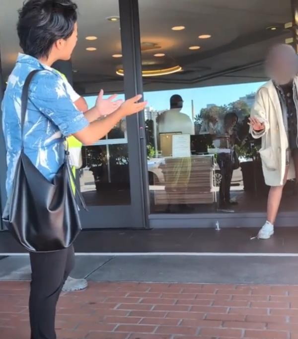 The candidate tried to talk to the homeless woman, but was not successful. 