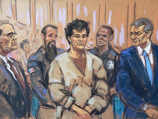 Sam Bankman-Fried, wearing prison clothing, appears in court on Tuesday.