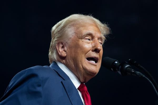 Former U.S. President Do<em></em>nald Trump speaking at a campaign rally at Desert Diamond Arena in Glendale, Arizona, August 23, 2024