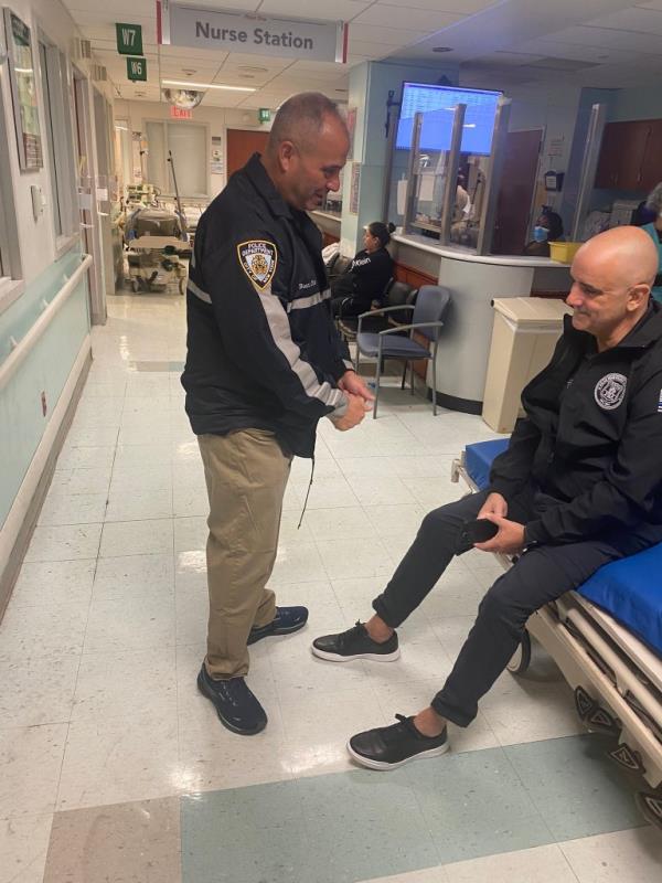 PBA President Patrick Hendry visits the wounded cops at Jacobi Medical Center.