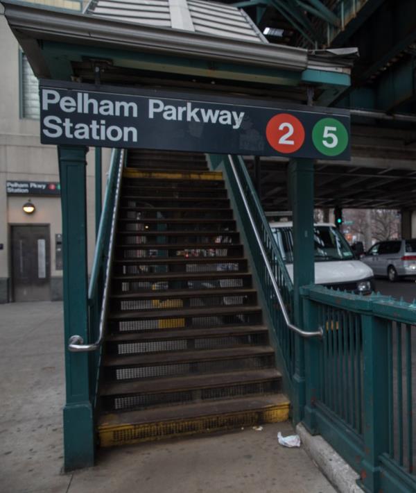 The entrance to the Pelham Parkway Nos. 2 and 5 station in the Bronx.