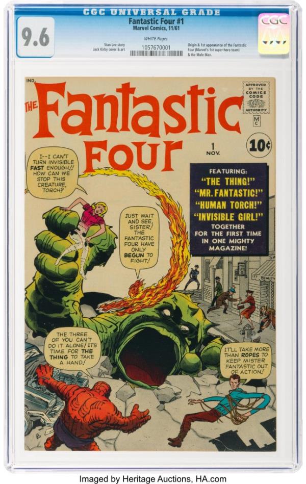 A photo of the cover of a rare Fantastic Four #1 comic.