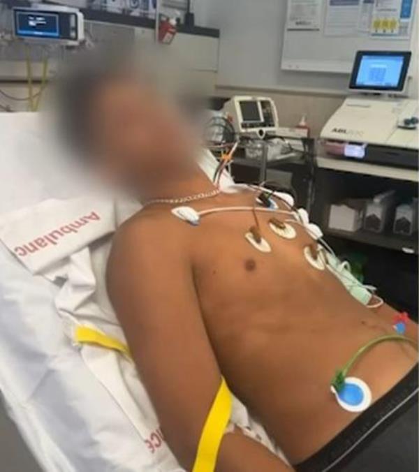Jacob Eggington in the hospital. 