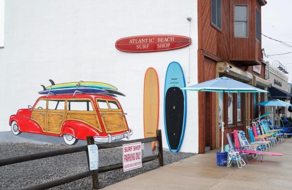The Atlantic Beach Surf Shop is one of the few retail businesses in town.