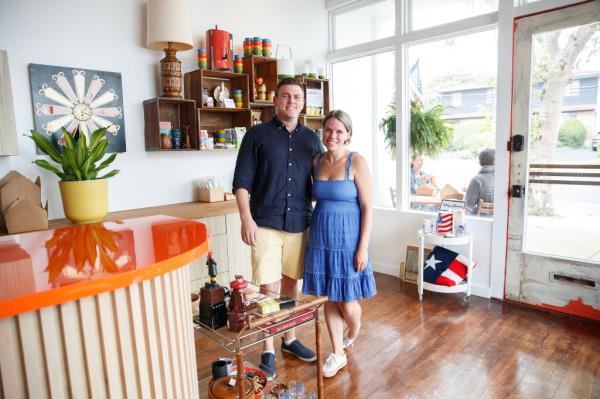 Tom and Cassie Justice, owners of the newly opened Sea City Vintage in Atlantic Beach.