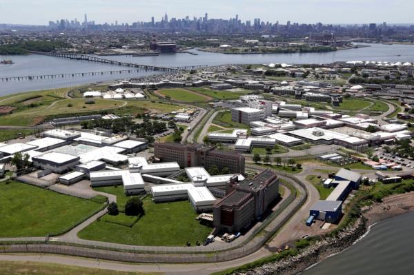 An aerial shot of Rikers Island.