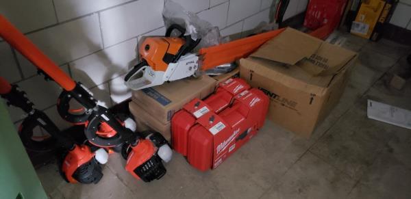 A collection of Sawz-alls and chain saws.