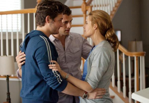 From left: Nico Tortorella, Adan Canto and Maggie Grace in the pilot episode of 