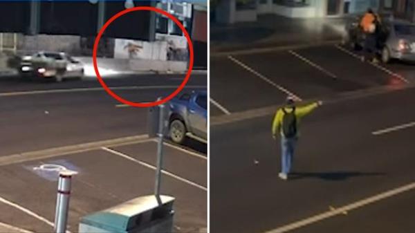 Tradies were seen scrambling to safety in CCTV footage as a disgruntled co<em></em>ntractor allegedly threatened them, and tried to ram them.