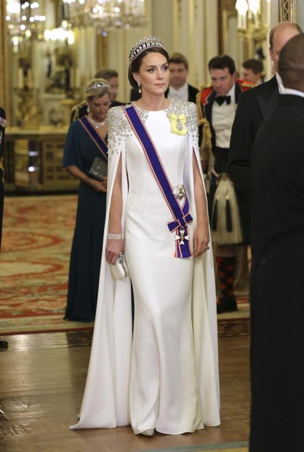 The portrait is believed to be ba<em></em>sed on Princess Catherine’s appearance during a State banquet held  at Buckingham Palace in 2022. 