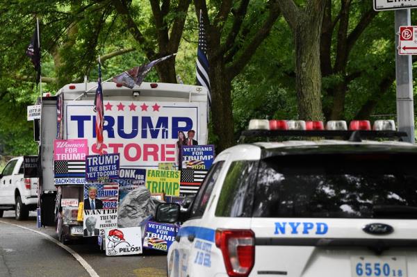 The RV driving through the Bronx.