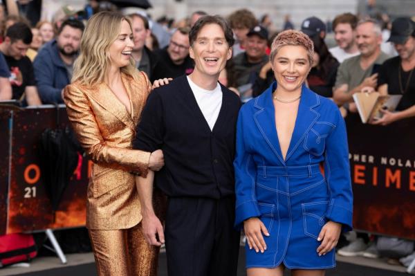 Cast members Emily Blunt, Cillian Murphy and Florence Pugh attend a photo call for 