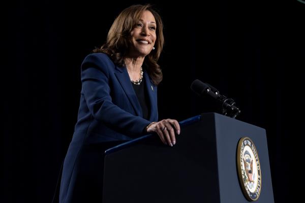 U.S. Vice President Kamala Harris speaks at campaign event in West Allis, Wisconsin