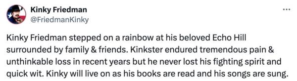 Kinky Friedman died