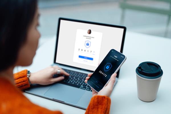 Woman using phone password