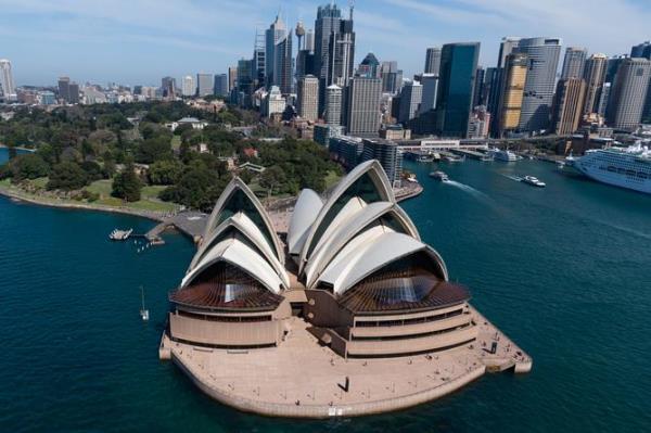 An aerial view of the Sydney Opera House, taken from an Australian Army Black Hawk helicopter, in Sydney, Friday, September 6, 2019. (AAP Image/Paul Braven) NO ARCHIVING