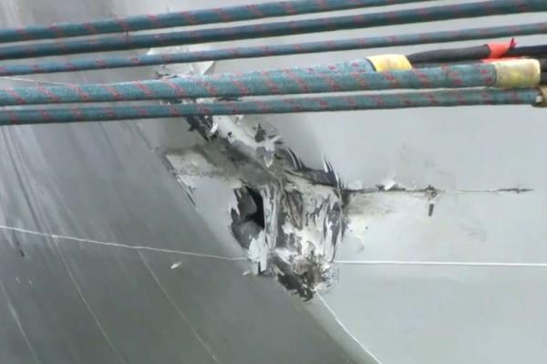 The Ruby Princess with sustained damage.
