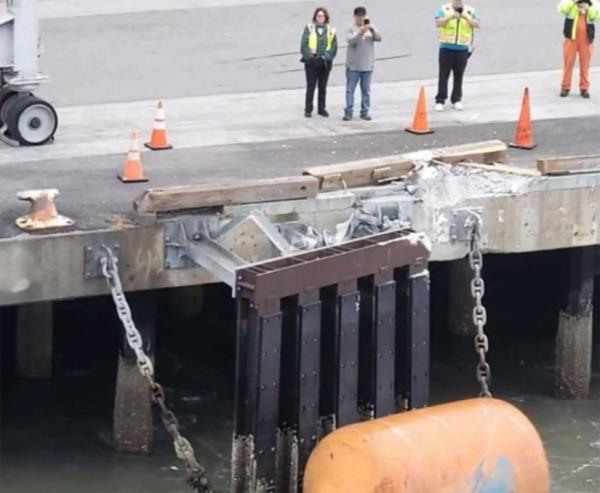 The pier with sustained damage.