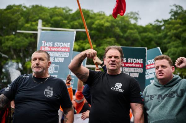 John Setka, centre, quit the CFMEU ahead of the publication of a story detailing bikie and underworld infiltration of co<em></em>nstruction sites.