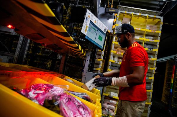 Cyber Mo<em></em>nday at the Amazon fulfilment centre in Robbinsville Township in New Jersey