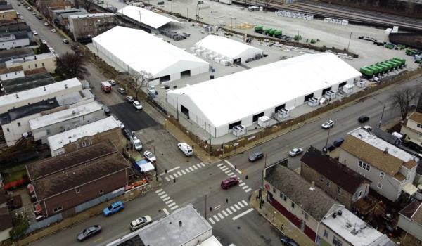 The now-removed tents are shown at the failed encampment project in Brighton Park on Dec. 5, 2023.